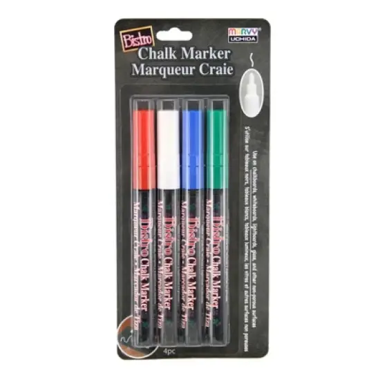 Marvy Uchida&reg; Bistro Chalk Markers, Fine Tip, 4-Color Set, Red, Green, Blue, White image {4}