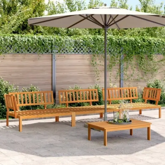 vidaXL Patio Pallet Sofa Set - Outdoor Conversation Furniture 4 Piece Solid Acacia Wood - Garden/Patio/Terrace Seating with Slatted Design image {1}