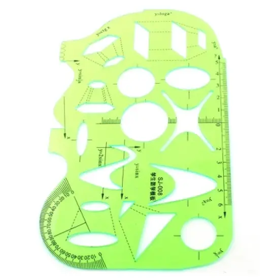 Unique Bargains Learning Math Drawing Plastic Protractor Template Ruler Clear Green image {1}