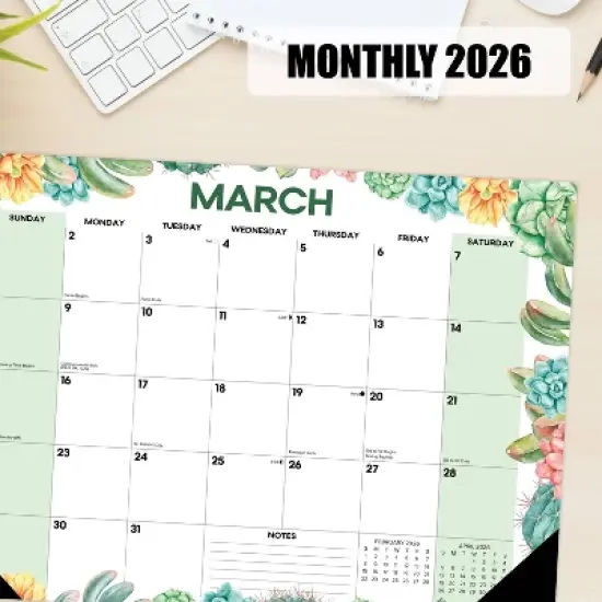 Willow Creek Press 17"x12" 2026 Succulents Small Monthly Deskpad image {3}