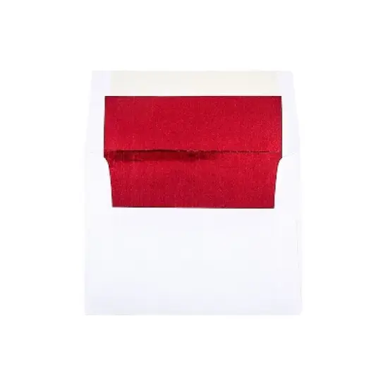 JAM Paper A2 Foil Lined Invitation Envelopes 4.375 x 5.75 White with Red Foil 72158 image {2}