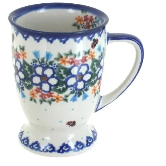 Blue Rose Polish Pottery 49 Vena Pedestal Coffee Mug image {6}