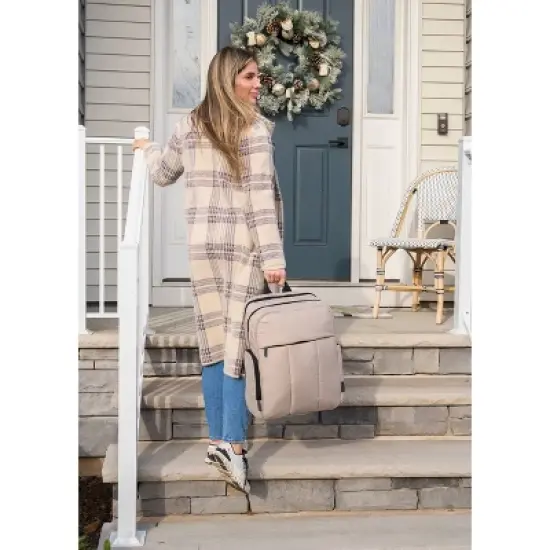 Baby Brezza Quilted Puffer Backpack Diaper Bag - Taupe image {9}