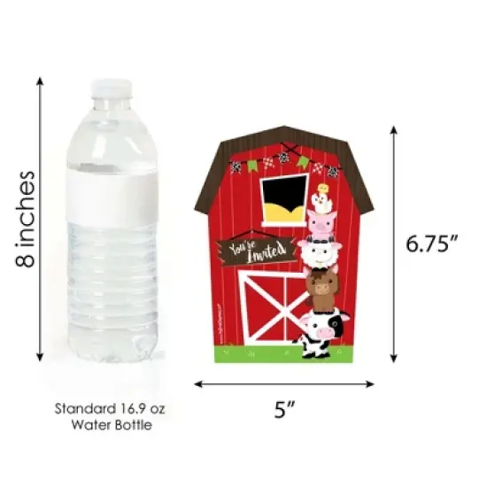 Big Dot of Happiness Farm Animals - Shaped Fill-in Invitations - Baby Shower or Birthday Party Invitation Cards with Envelopes - Set of 12 image {3}