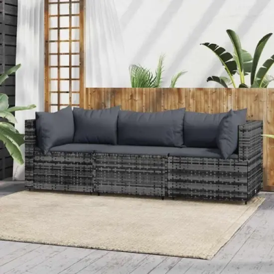 vidaXL Patio Lounge Set Grey with Anthracite cushions image {1}