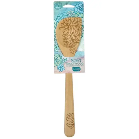 Talisman Designs Laser Etched Beechwood Corner Spoon, Succulent Collection image {1}