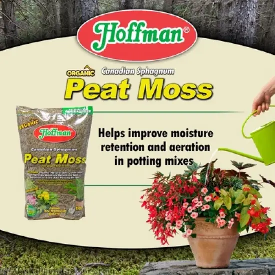 Hoffman Canadian Sphagnum Peat Moss Soil Conditioner to Improve Moisture Retention and Aeration, 10qt image {3}