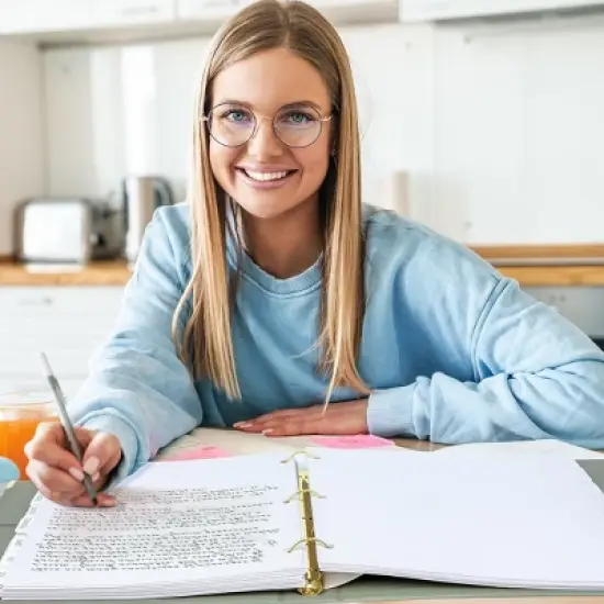 Aesthetic 3 Ring Binder Set of 2 - 1 Inch, Fits Letter Size - Beige-Green with Pockets - For School, Office, Work - Office Products image {2}
