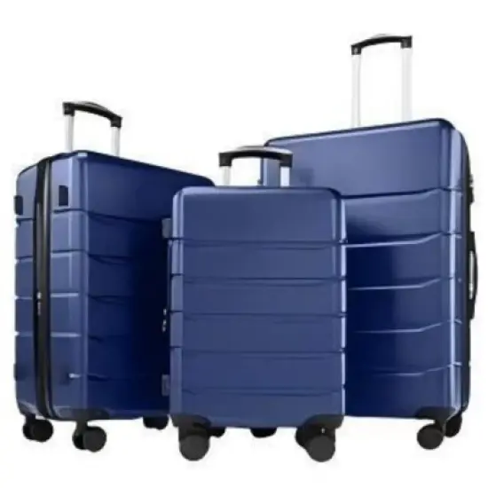 Syemin Luggage, 3-Piece Luggage Set, with Dual Spinner Wheels and TSA Lock, Hard Shell for Business, Vacation, Travel, Blue, 18"*12"*29.5" image {3}