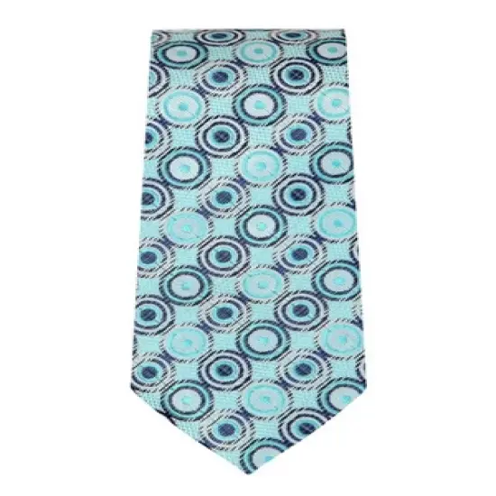 TheDapperTie Men's Blue Geometric Necktie with Hanky image {1}