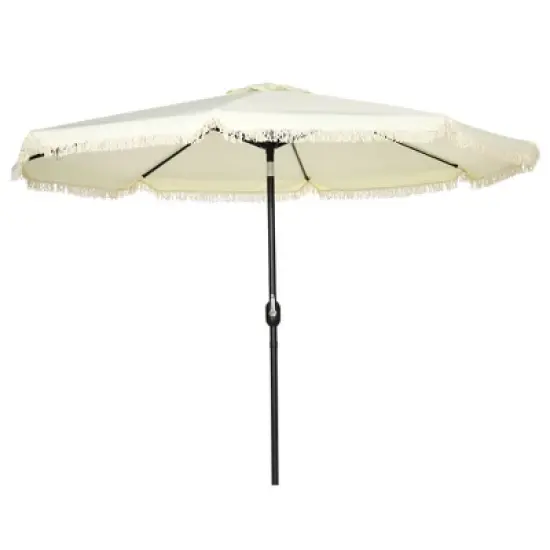 NicBex 9FT Fringe Patio Umbrella with Tilt & Crank,Foldable Outdoor Patio Table Umbrella,Patio Market Umbrella for Pool,Deck & Garden image {8}