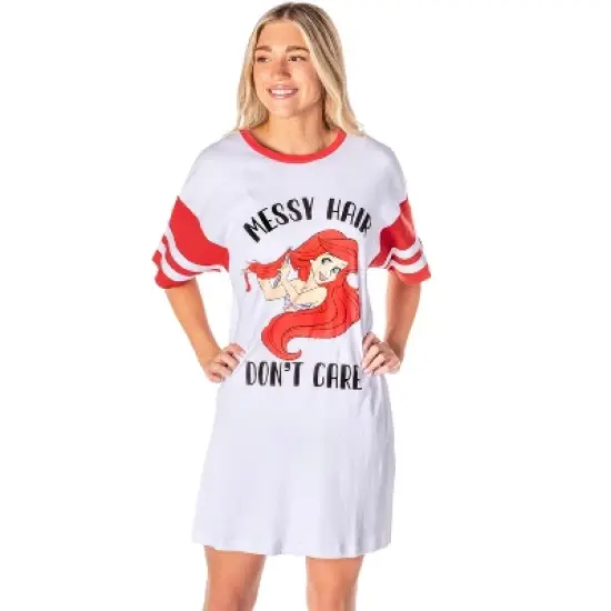 Disney Womens' The Little Mermaid Ariel Nightgown Pajama Shirt Dress White image {4}