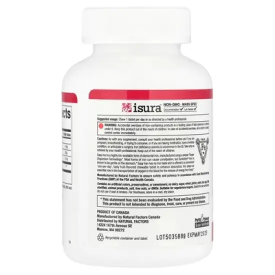 Natural Factors Easy Iron, 60 Chewable Tablets image {2}