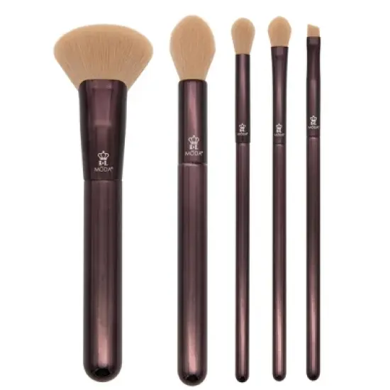MODA Brush Metallic Heavy Metal Face Makeup Brush Set, Burnished- 5pc image {7}