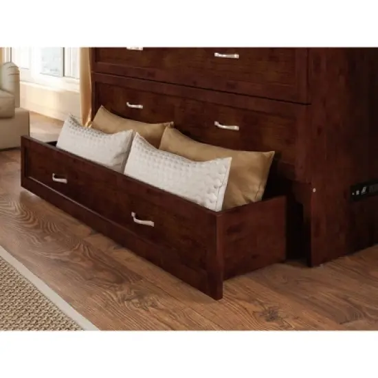 Full Deerfield Murphy Bed Chest with Charger Walnut - AFI image {1}
