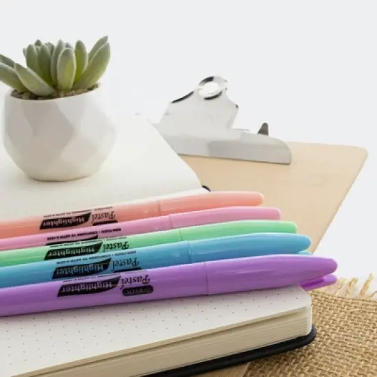 BAZIC Products&reg; Pen Style Highlighter with Pocket Clip, Pastel, 5 Per Pack, 12 Packs image {5}