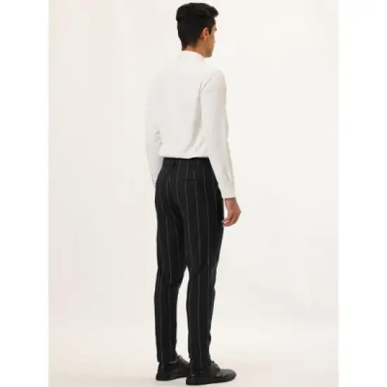 Lars Amadeus Men's Business Striped Pants Drawstring Waist Slim Fit Dress Trousers image {4}