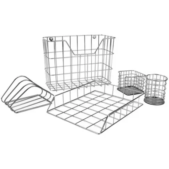 Sorbus Wire Metal 5 in 1 Desk Organizer Set - for office storage and organization image {14}