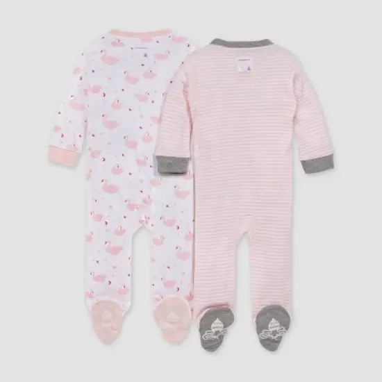 Burt's Bees Baby&reg; Girls' 2pk Graceful Swan Sleep N' Play - Pink Newborn image {1}