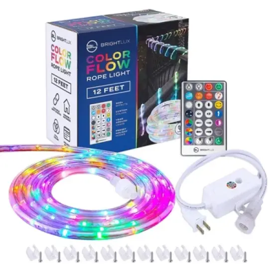 BrightLux 12ft LED Color Flow Rope Lights: Outdoor/Indoor, Music Sync, 500+ Modes, PVC Jacket image {8}