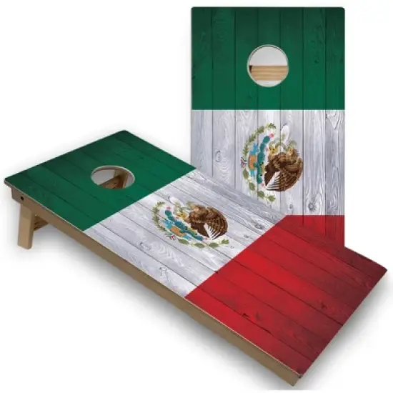 Skip's Garage Mexico Flag Cornhole Board Set, Includes 2 Boards, 8 Bags image {5}