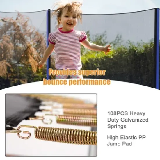 Costway 12/14/15ft Trampoline w/ Safety Enclosure Net Ladder Basketball Hoop image {6}