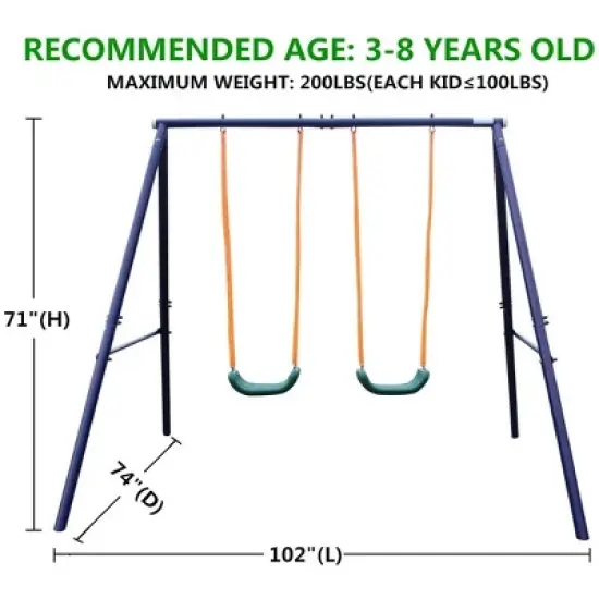 JANSNO 2 Station Swing Set for Children image {4}