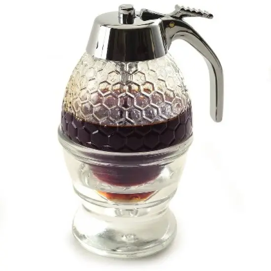 Norpro Honey Dispenser 1 Cup: Glass Syrup Pitcher, 8 oz Capacity, Hand Wash, Silver & Clear Condiment Server image {6}