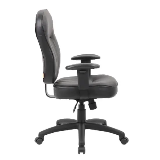 Leather Task Chair with Adjustable Arms Black - Boss Office Products image {3}
