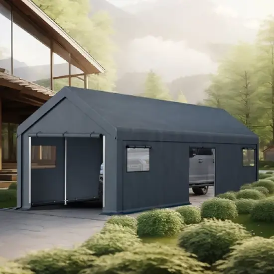 Captiva Designs Outdoor Portable Storage Shelter - Choose Between Two Spacious Garage Tents with Roll-Up Zipper Doors image {7}