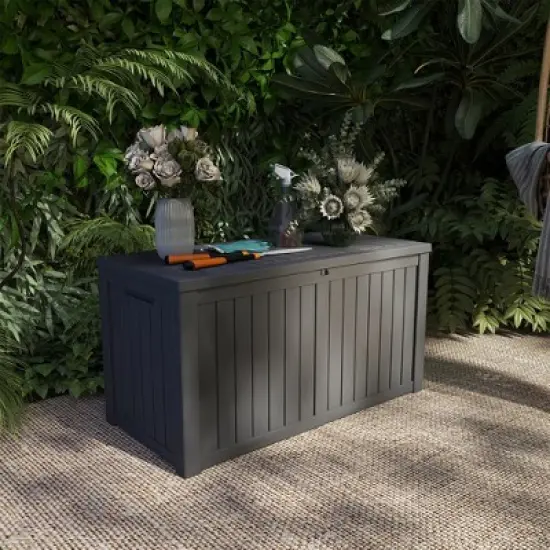 Decksplore150 Gallon Resin Deck Box, Waterproof Ourdoor Storage Container for Pool Accessories, Patio Garden Tools image {2}