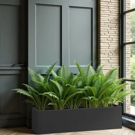 Lirago Metal Rectangular Planter Box with Drainage Holes for Outdoor Use 9.06"Dx9.06"L x35.83"H Black image {5}