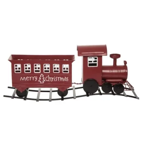 Transpac Metal Merry Christmas Train Decorative Home Decor Iron Christmas Decoration for Holiday Cheer image {1}