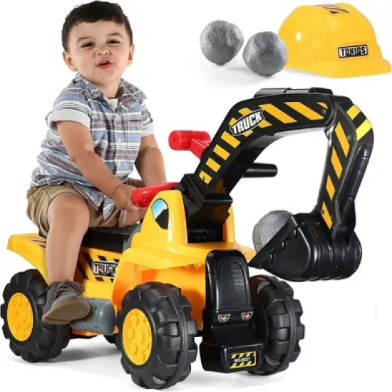 Toy Tractors for Kids &ndash; Ride On Excavator Includes Helmet with Rocks - Ride on Tractor Pretend Play - Toddler Tractor Construction Truck -Play22usa image {7}
