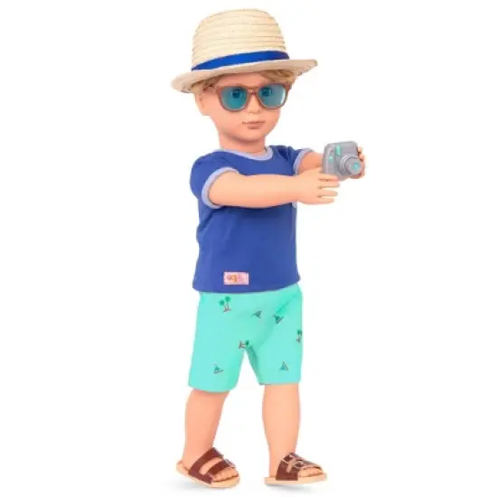 Our Generation 18" Boy Doll Swimsuit Outfit with Pool Noodle - By the Beach image {2}