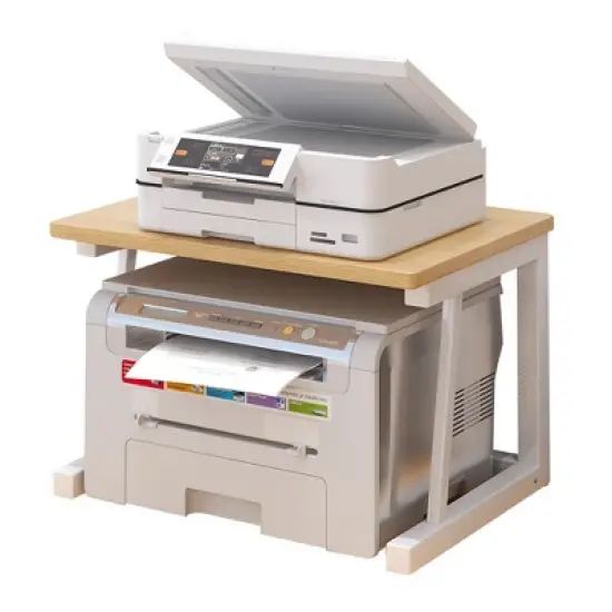 2 Tiers Wood Desktop Printer Stand, Heavy Duty Under Desk Small Printer Table, Home Office Printer Copier Stand, Printer Rack Desk Organizer Shelf image {5}