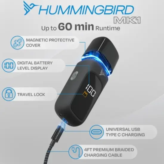 HUMMINGBIRD&trade; MK1 Compact Trimmer &ndash; Portable Electric Beard & Body Hair Trimmer for Men, USB-C Rechargeable, Face & Body Groomer, Travel Shaver image {4}