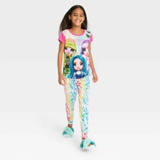 Girls' Rainbow High 2pc Pajama Set - Pink/White image {2}