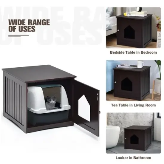 Costway Weatherproof Multi-function Pet Cat House Sidetable Nightstand image {6}