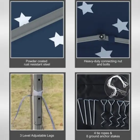 Gulches 10' x 10' Pop Up Canopy Tent with Netting, Instant Gazebo, EZ Up Screen House with Carry Bag, Height Adjustable for Outdoor, Garden, Patio image {3}