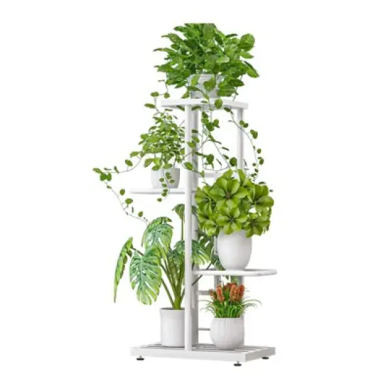 Metal Plant Shelf, Flower Shelf with 4 Levels, Flower Stand, Garden, Plant Stairs, Multi-Levels, for Indoor Balcony, Living Room, Outdoor image {7}