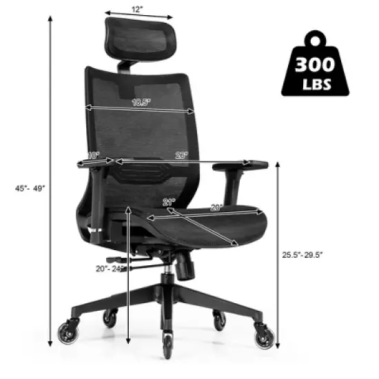 Costway Office Chair Adjustable Mesh Computer Chair with Sliding Seat & Lumbar Support image {2}
