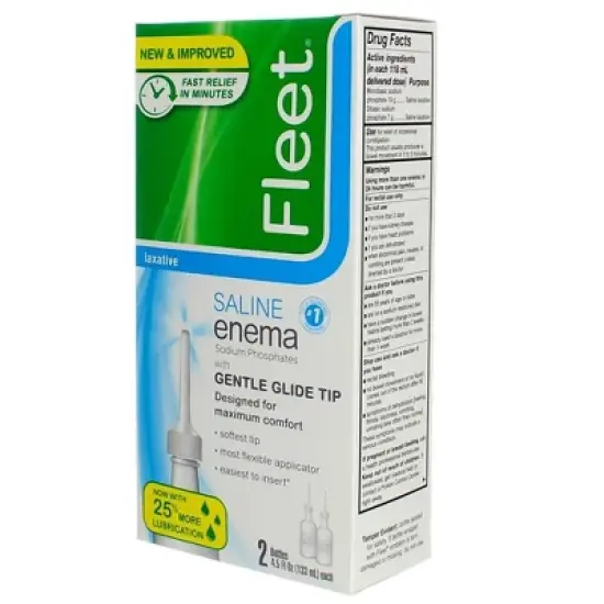 Fleet Laxative Saline Enema Lubricated Gentle Glide Tip, 2 Bottles, 4.5 oz each image {3}