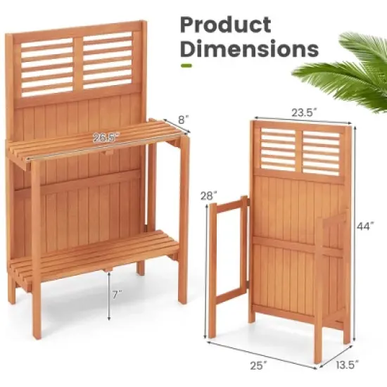 Costway Wood Potting Bench Waterproof Garden Table with 2-Tier Open Storage Shelf image {2}