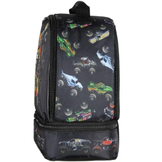 Monster Jam Grave Digger Megalodon Pirate's Curse Dual Compartment Lunch Box Bag Black image {2}