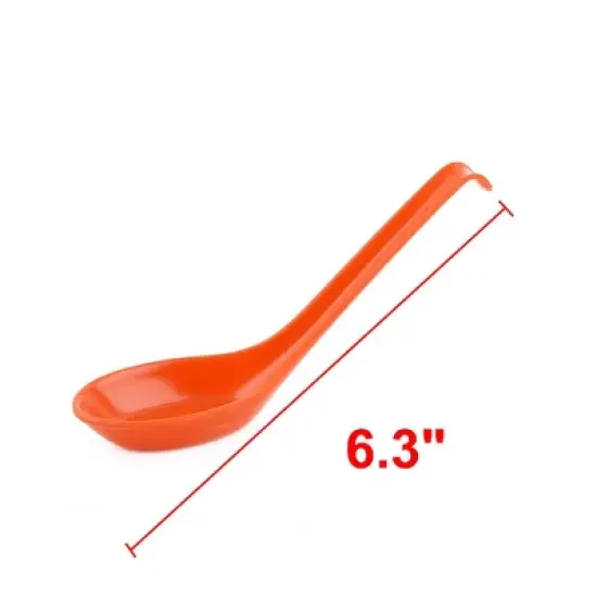 Unique Bargains Plastic Household Kitchen Restaurant Porridge Soup Spoon 5 Pcs Orange image {1}