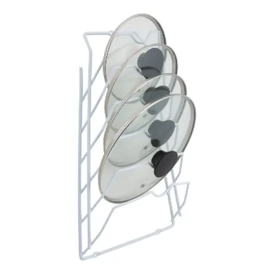 Organize It All Cabinet Door Lid Rack: Steel Kitchen Pot Rack, Under Cabinet Mount, White, 15.75" H x 18.11" D x 12.01" W image {2}