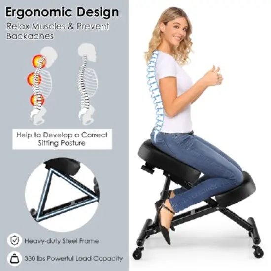 Costway Ergonomic Kneeling Chair Adjustable Stool Memory Foam Angled Seat image {5}