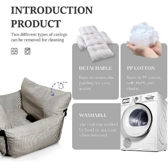 MaseiKar Dog Car Seat for Large/Medium Dogs Under 60 lbs Cats 2 in 1 Booster Seats Dog Bed for Car and Home Safety Travel Carrier with Pockets image {4}