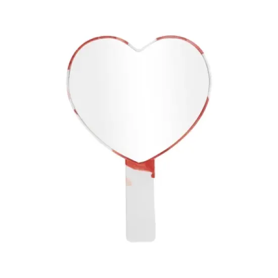 Unique Bargains Heart Shape Cosmetic Mirror Red White 1 Pc image {3}